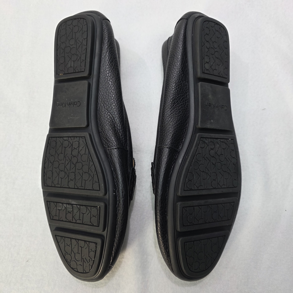 Calvin Klein Womens Black Leather Loafers with Gold Plaque Size 9 NWOT - Picture 6 of 6